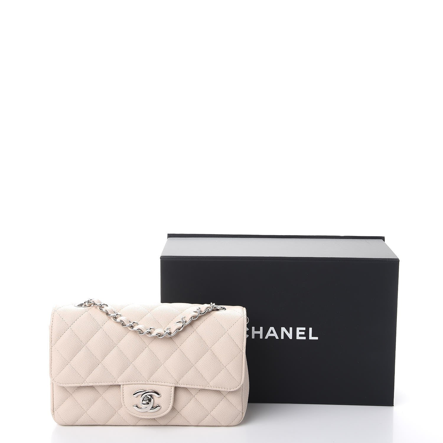 Chanel Caviar Quilted Mini Rectangular Flap Light Beige 8 of 8