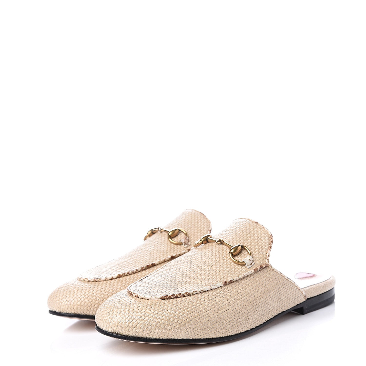 Gucci Straw Elaphe Womens Princetown Slippers 37.5 Natural 2 of 10