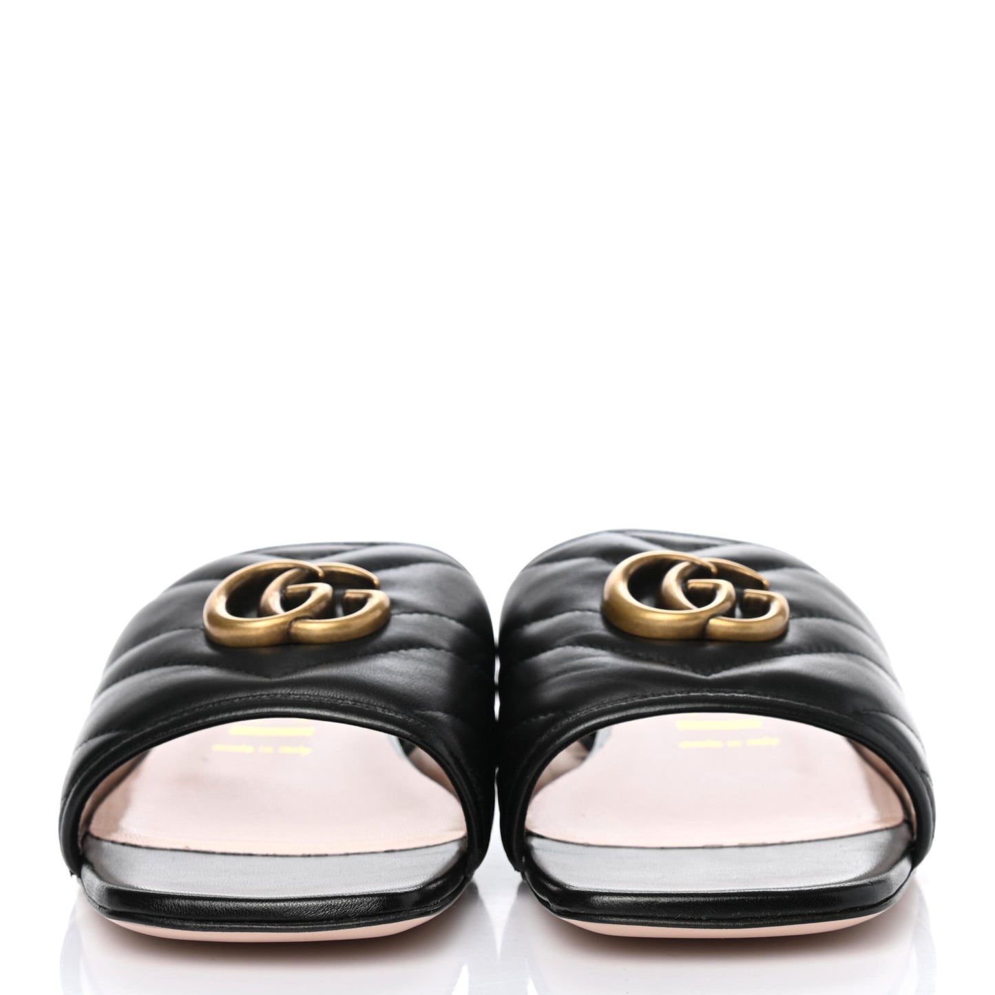 Nappa Matelasse GG Marmont Flat Slide Sandals 39 Black