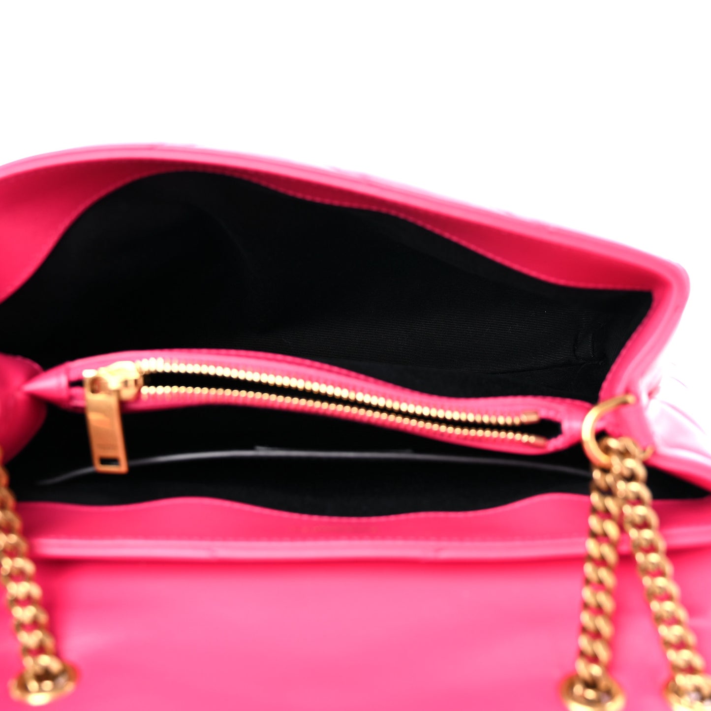 Calfskin Y Quilted Monogram Small Loulou Chain Satchel Fresh Fuchsia