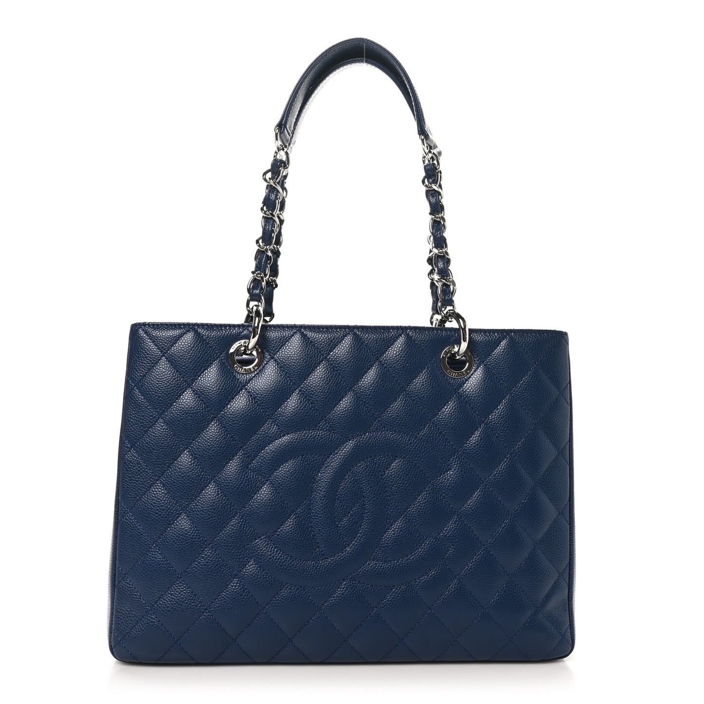 Caviar Quilted Grand Shopping Tote GST Dark Navy Blue