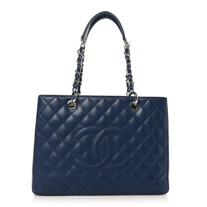Chanel Caviar Quilted Grand Shopping Tote GST Dark Navy Blue 1 of 10