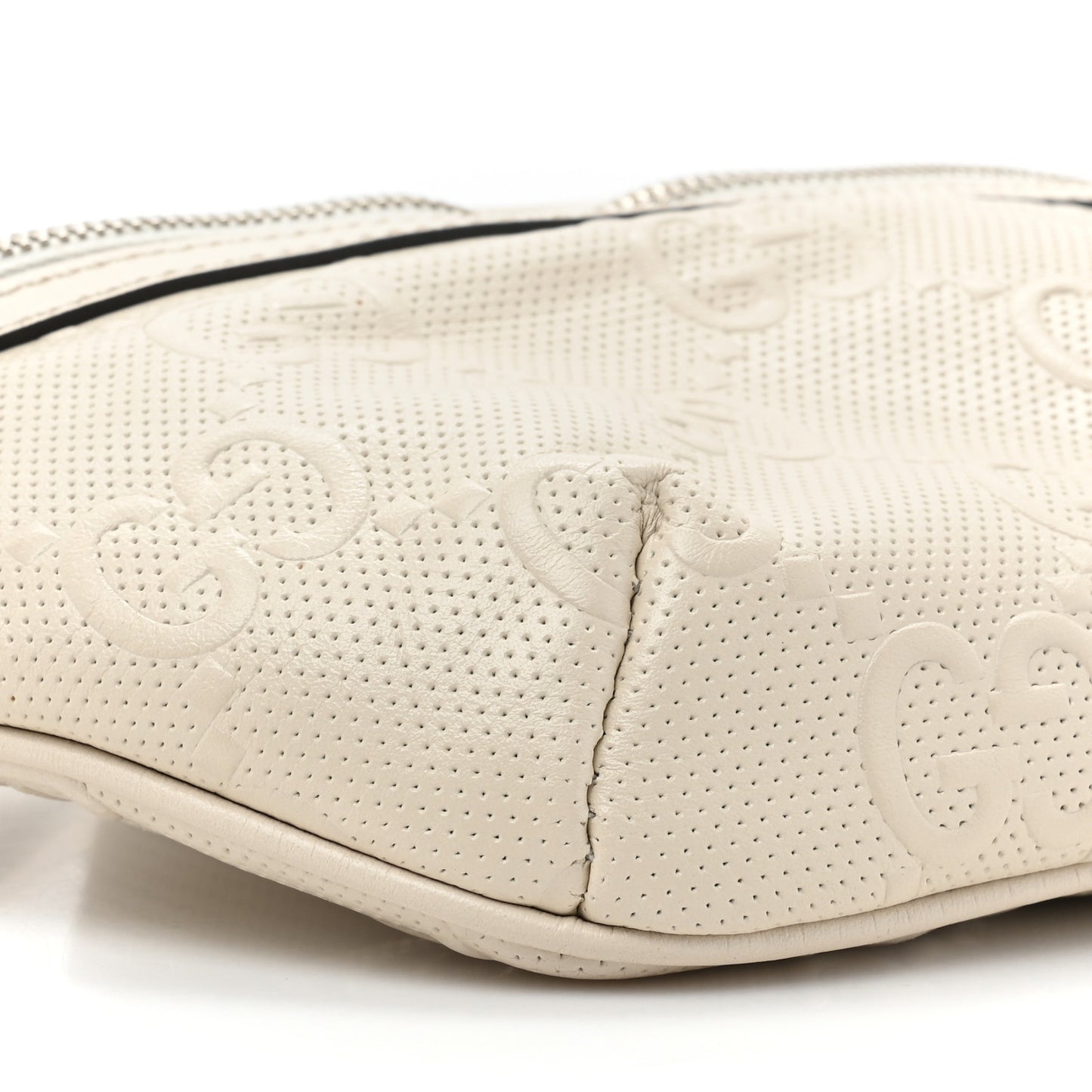 Calfskin GG Tennis Embossed Belt Bag Mystic White
