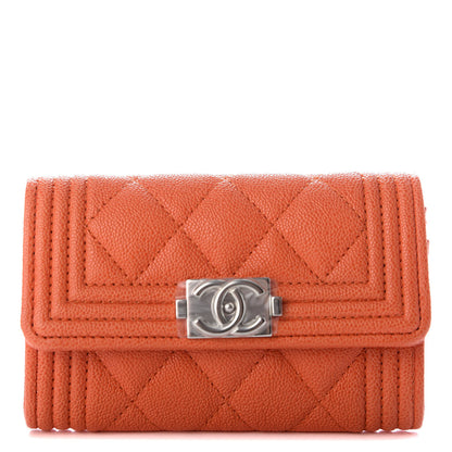 Chanel Caviar Quilted Boy Flap Card Holder Orange 1 of 9