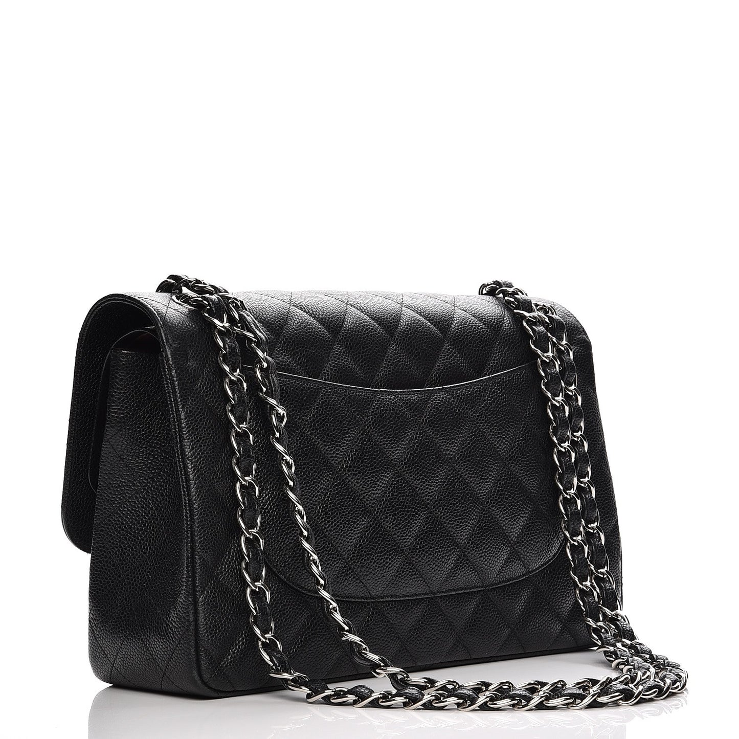 Caviar Quilted Jumbo Double Flap Black