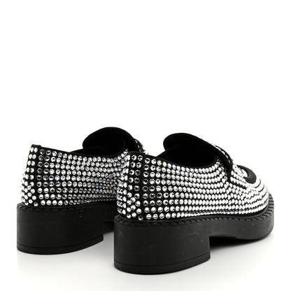 Prada Satin Crystal Metal Triangle Logo 50mm Loafers 38 Cristal 4 of 9