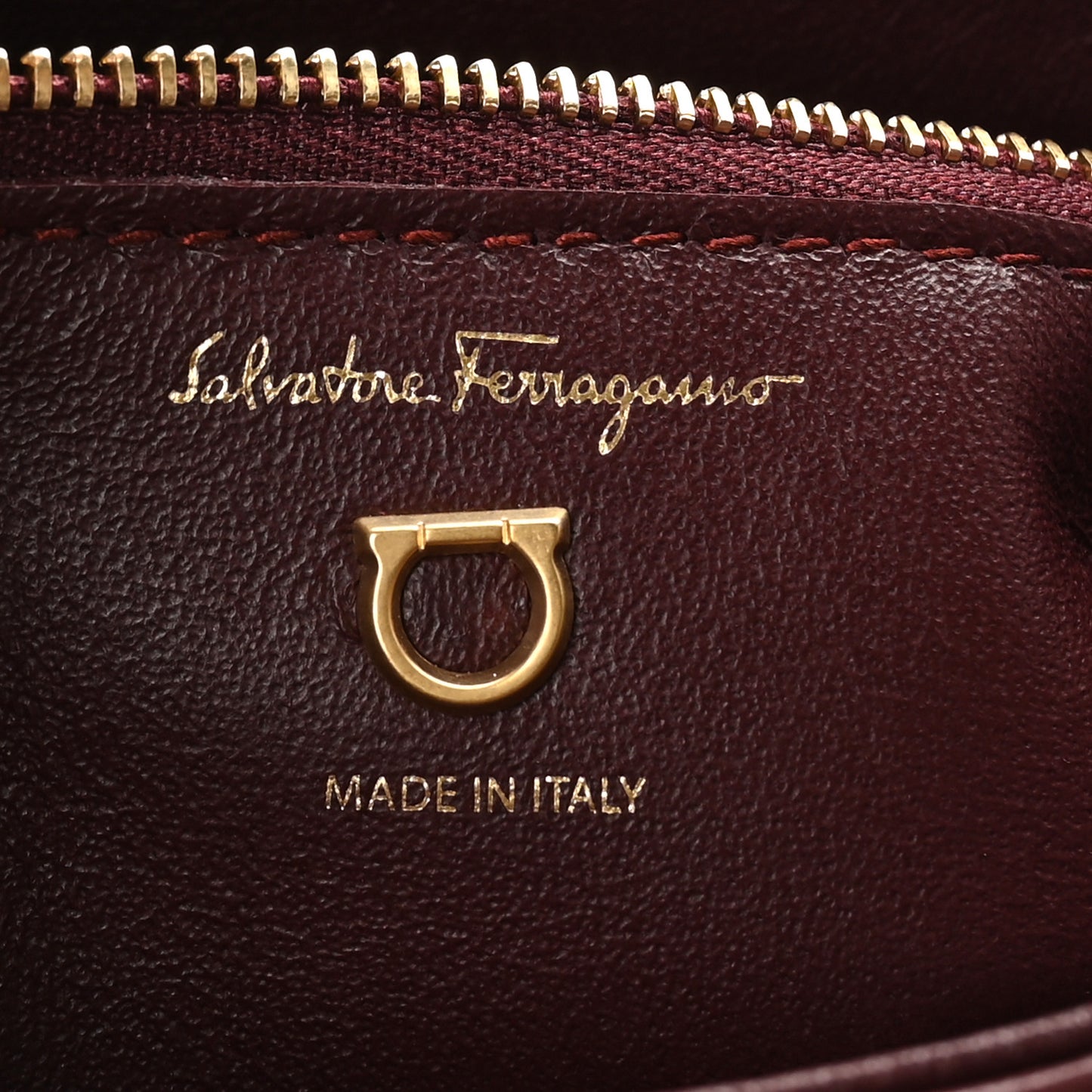 Calfskin Quilted Gancini Small Top Handle Flap Bag Burgundy