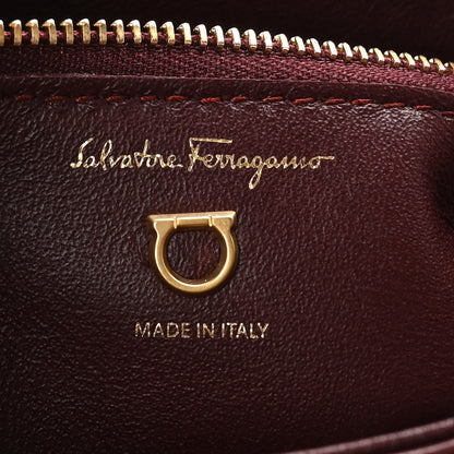 Salvatore Ferragamo Calfskin Quilted Gancini Small Top Handle Flap Bag Burgundy 6 of 11