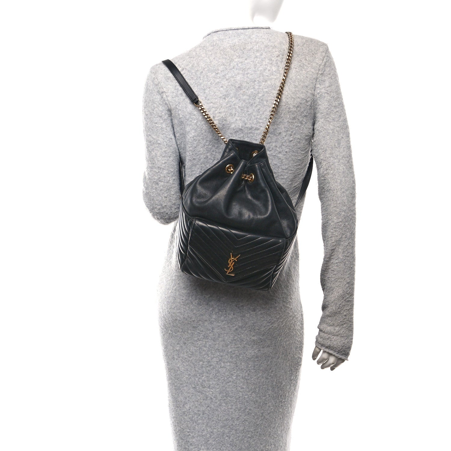 Saint Laurent Lambskin Matelasse Monogram Joe Backpack Black 2 of 10