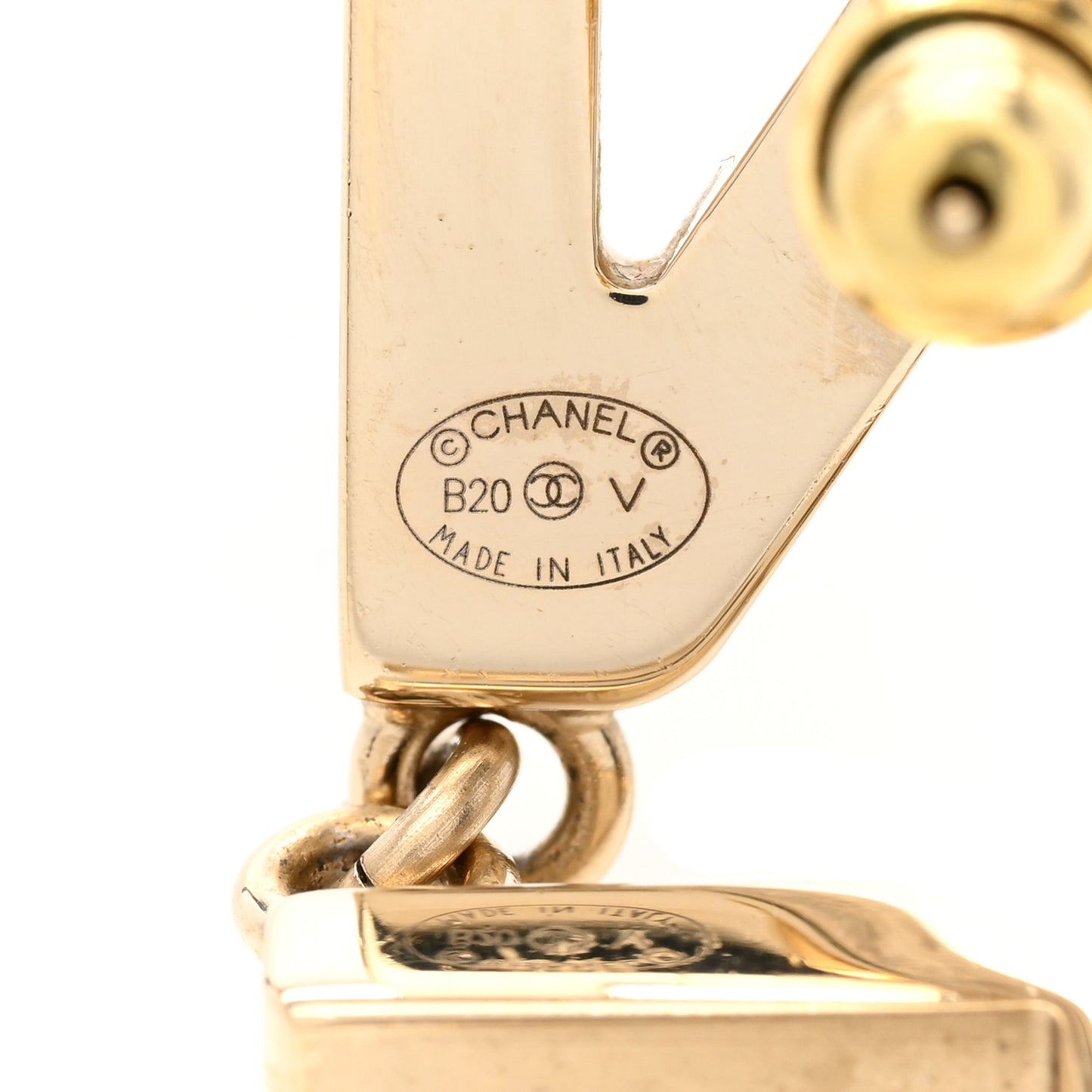 Metal Cha-Nel Logo Drop Earrings Gold