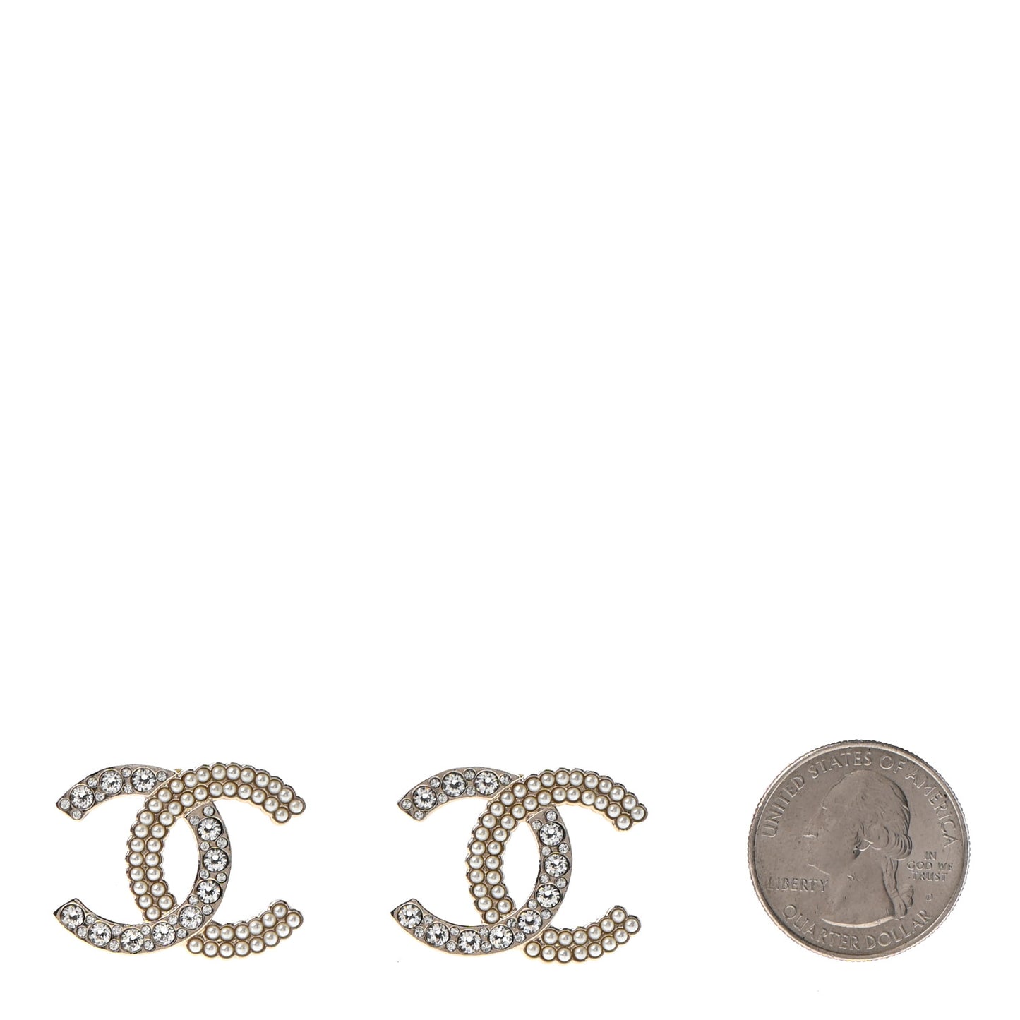 Crystal Pearl CC Large Earrings Gold
