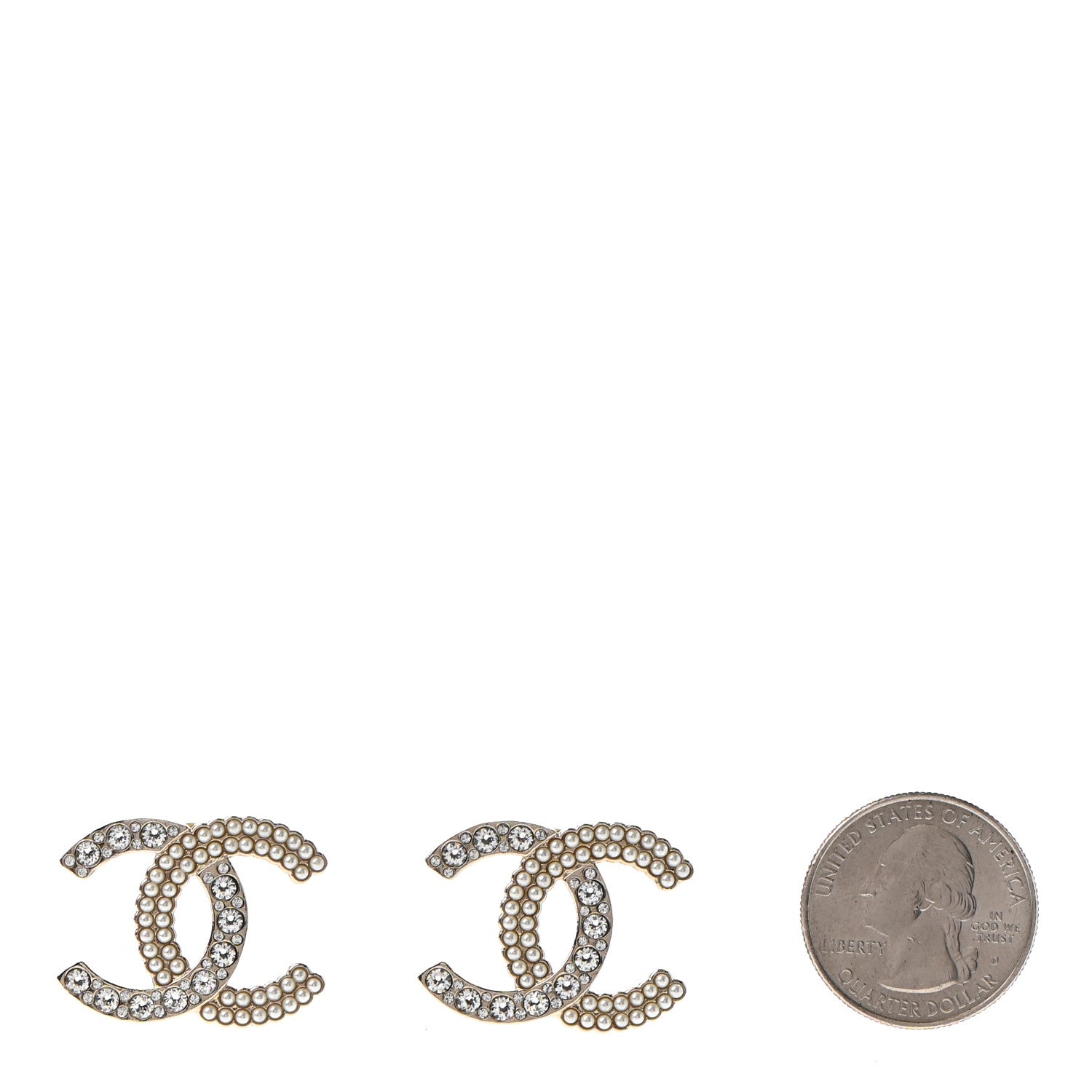 Chanel Crystal Pearl CC Large Earrings Gold 2 of 4