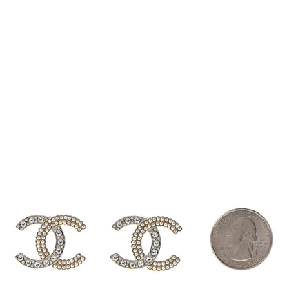 Chanel Crystal Pearl CC Large Earrings Gold 2 of 4