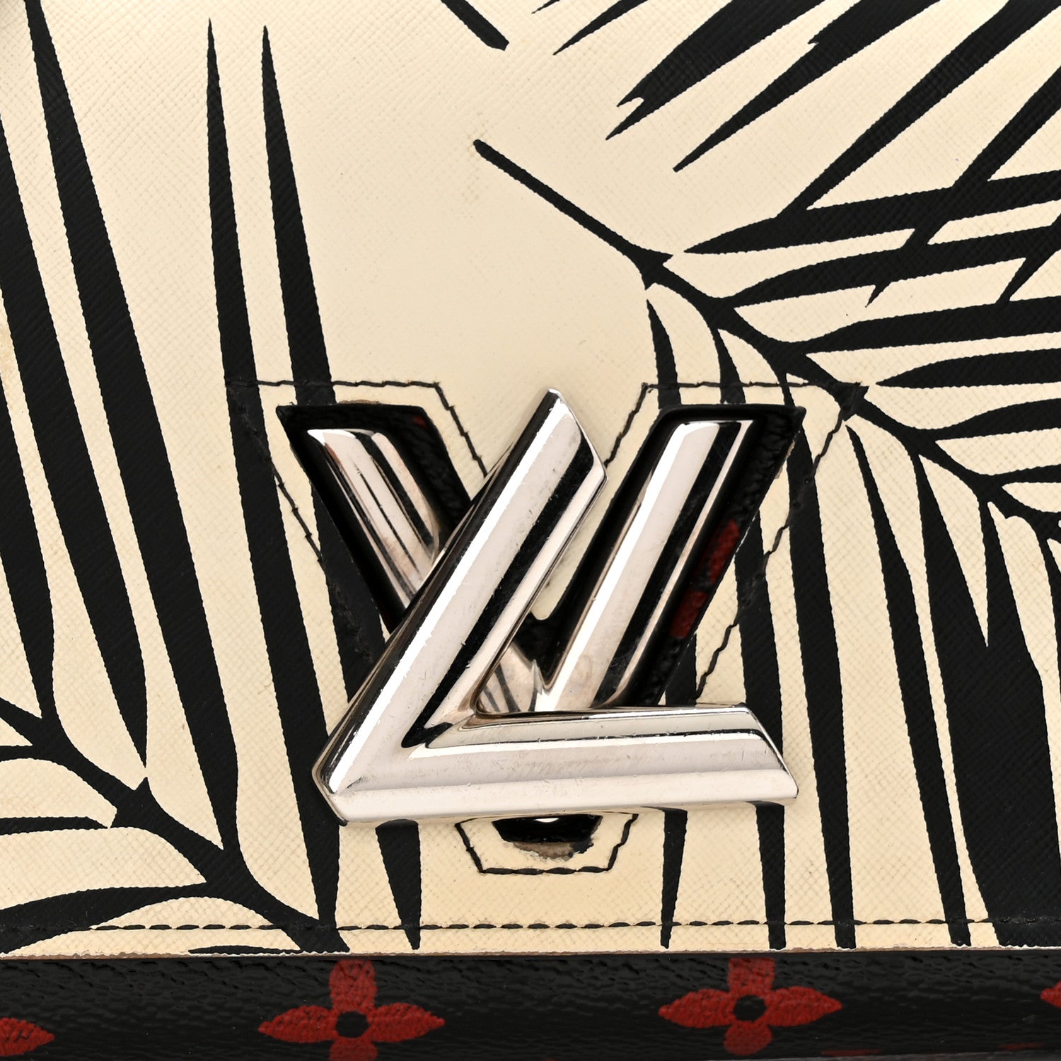 Louis Vuitton Monogram Palm Twist Chain Wallet Black White 7 of 9