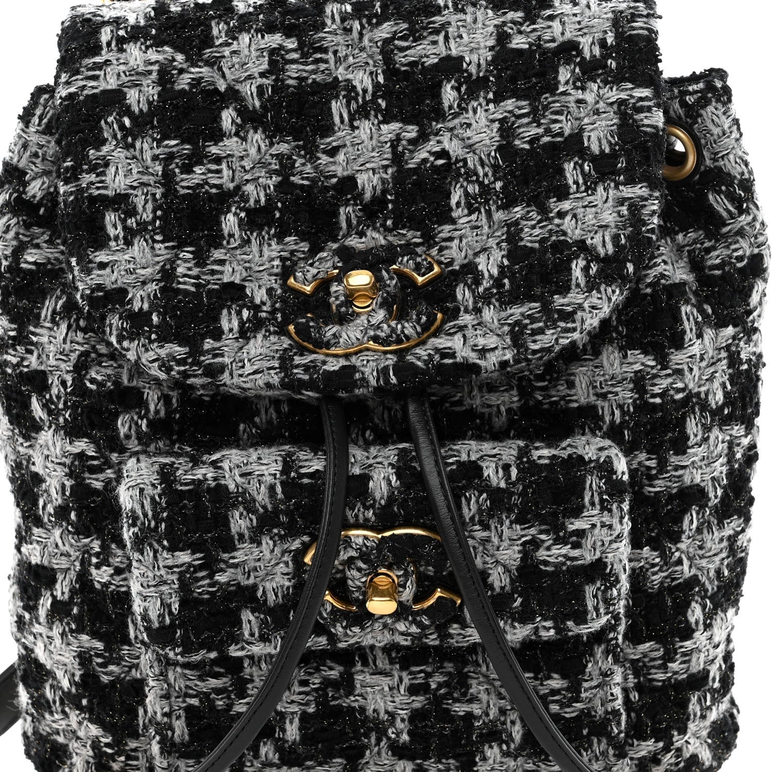 Chanel Wool Tweed Elegant Backpack Black Grey 7 of 9
