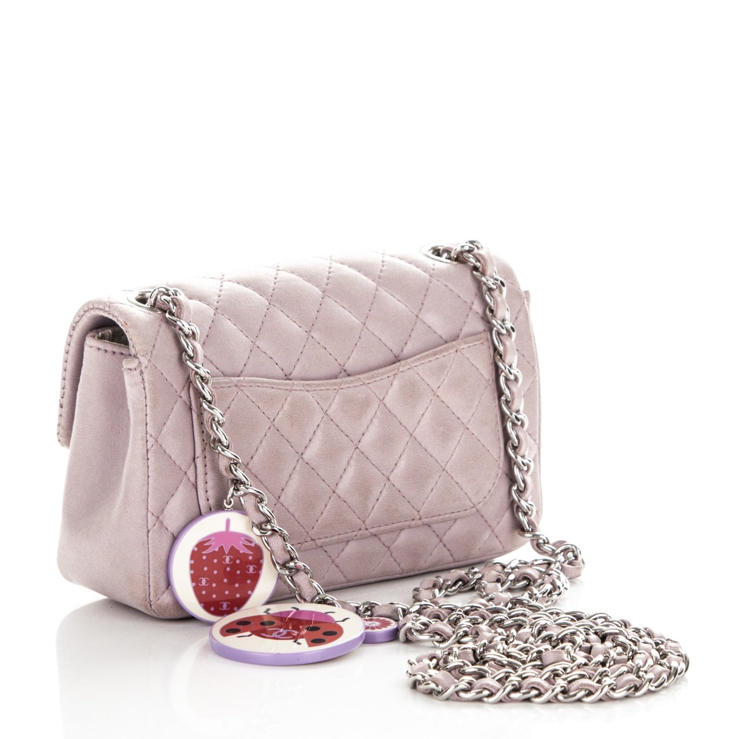 Lambskin Quilted Ladybug Extra Mini Flap Lavender