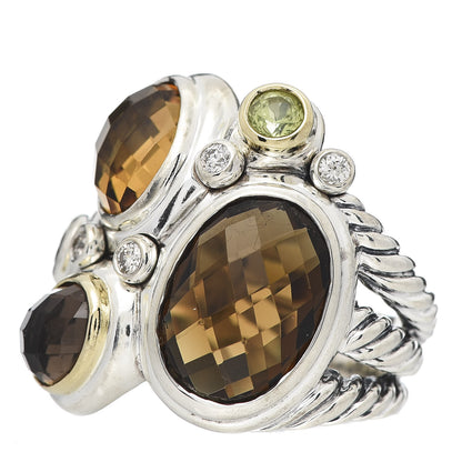 David Yurman Sterling Silver 18K Yellow Gold Diamond Peridot Garnet Citrine Quartz Mosaic Ring 54 6.75 3 of 5