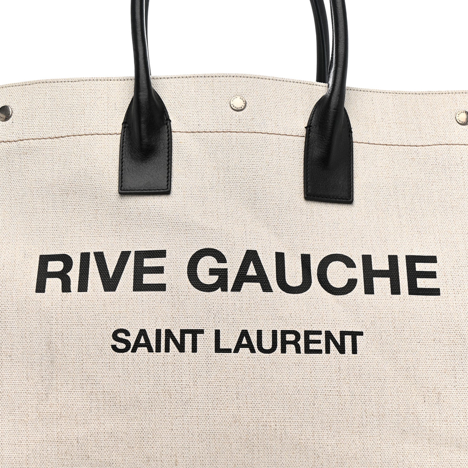 Saint Laurent Linen Calfskin Rive Gauche Tote Optic White 9 of 11