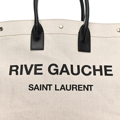 Saint Laurent Linen Calfskin Rive Gauche Tote Optic White 9 of 11