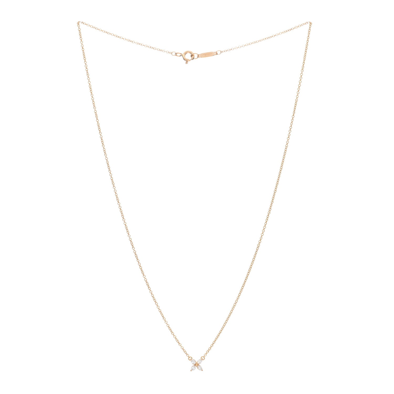 Tiffany 18K Rose Gold Diamond Mini Victoria Necklace 2 of 4