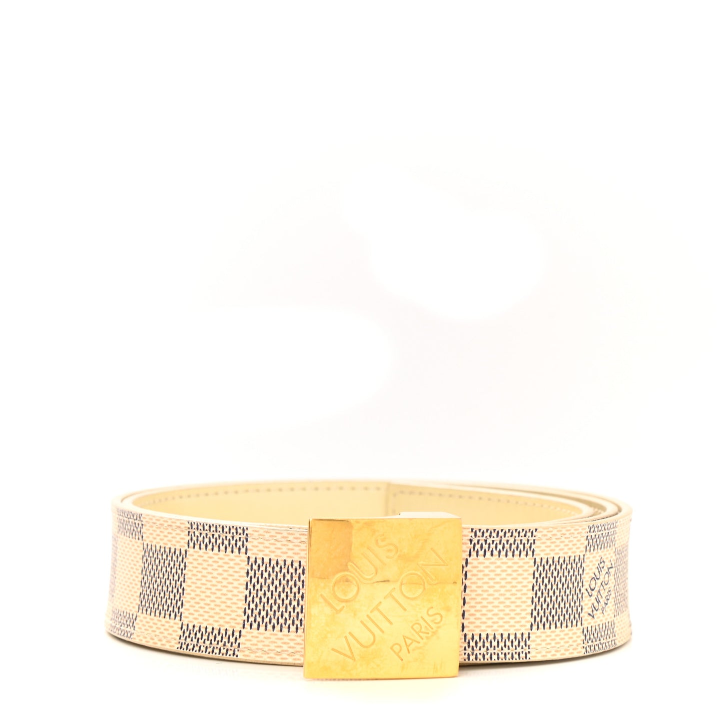 Damier Azur LV Paris Buckle Belt 80 32 Gold