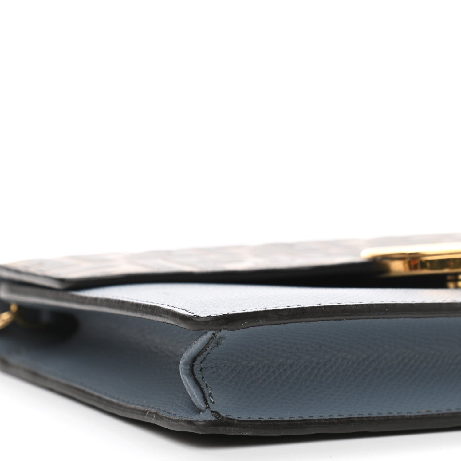 Fendi Vitello Cruise F is Fendi Bi-Color FF 1974 Embossed Medium Envelope Wallet On Chain Maya Black Azzurro Merlino 10 of 12