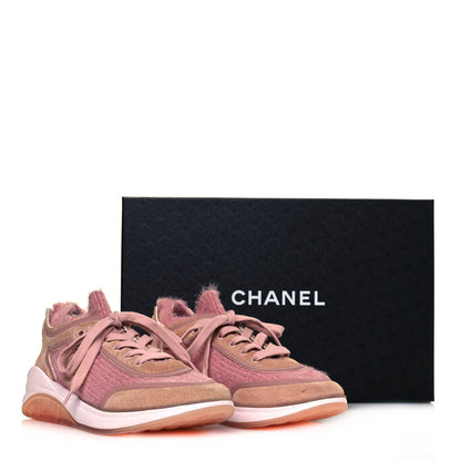 Chanel Suede Calfskin Stretch Fabric CC Sneakers 36.5 Pink 7 of 7