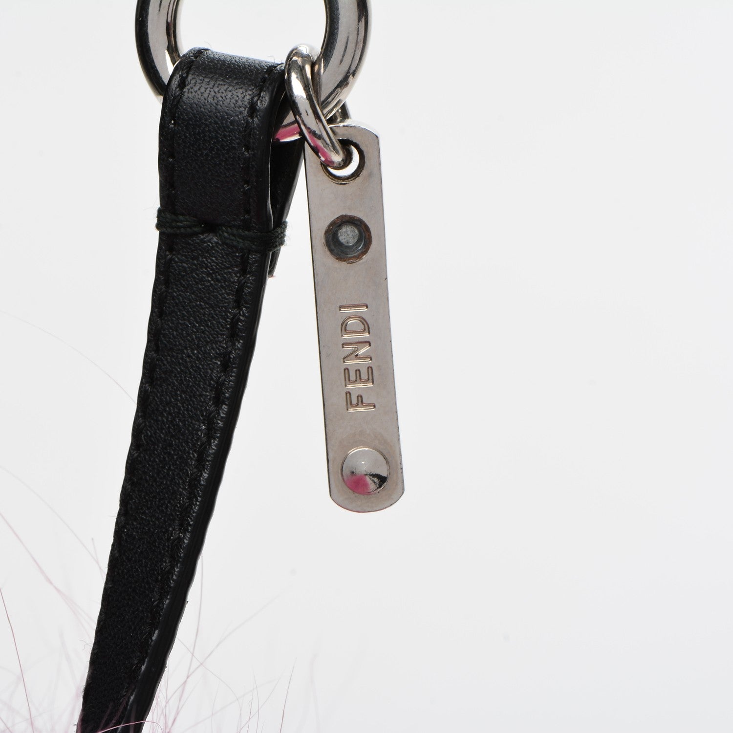 Fendi Fox Fur Shearling Crystal Tria Monster Bag Bug Charm Bubblegum 5 of 5