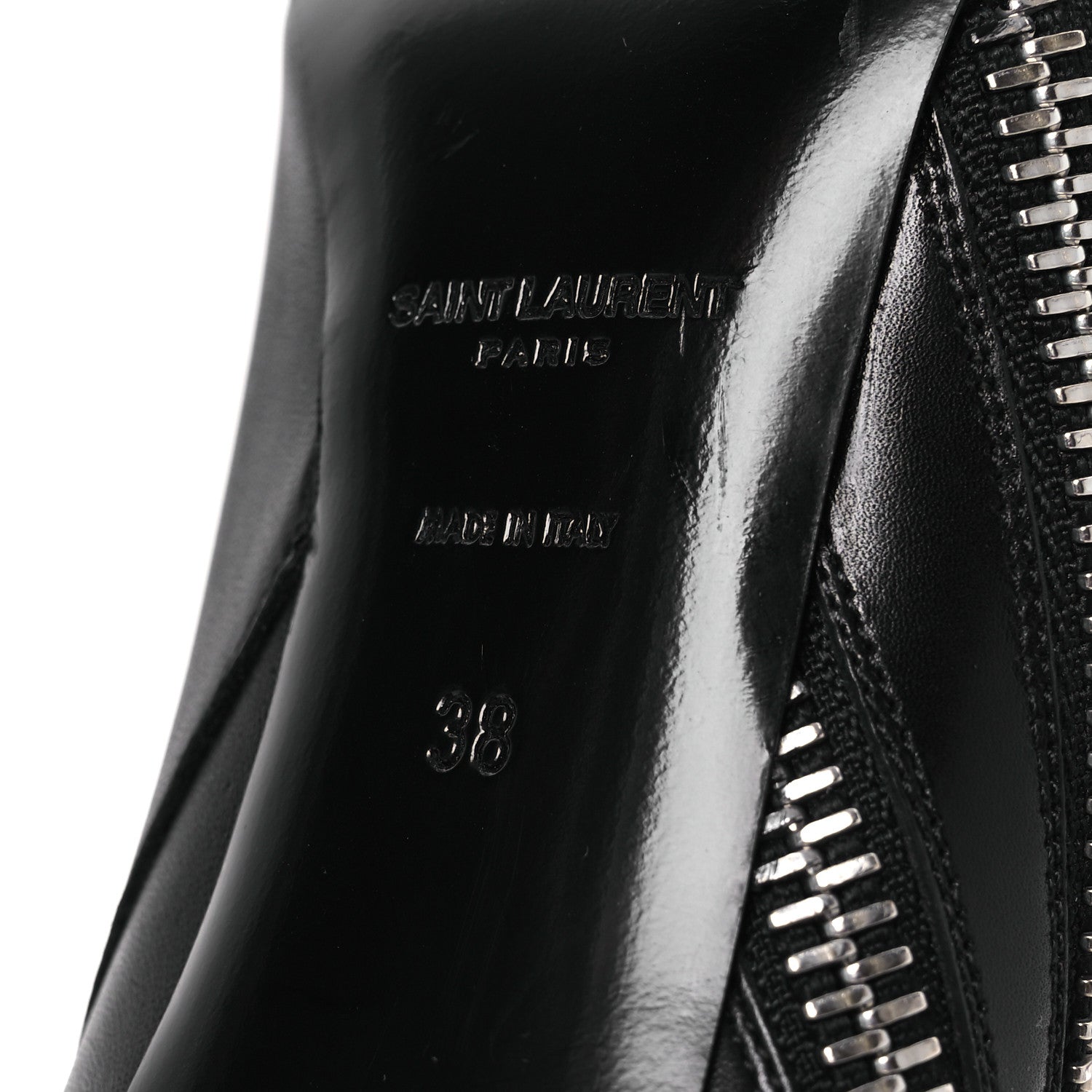 Saint Laurent Calfskin Double Zipper Booties 38 Black 8 of 11