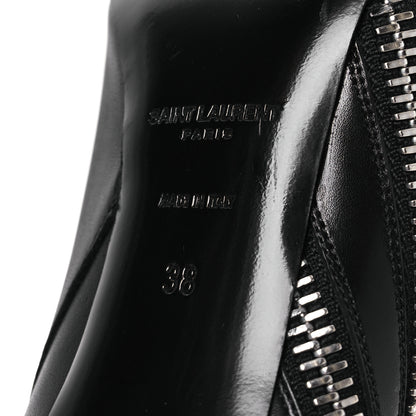 Saint Laurent Calfskin Double Zipper Booties 38 Black 8 of 11