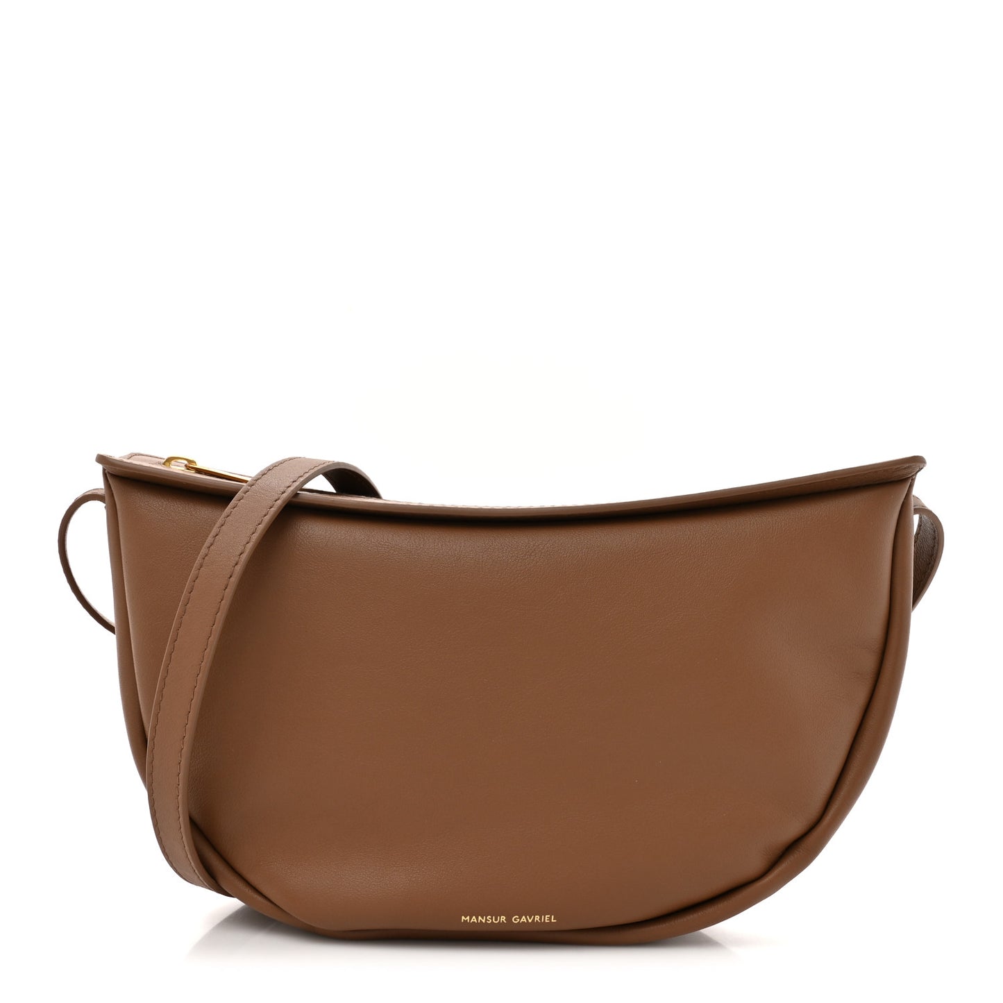 Soft Calfskin Moon Sling Bag Brown