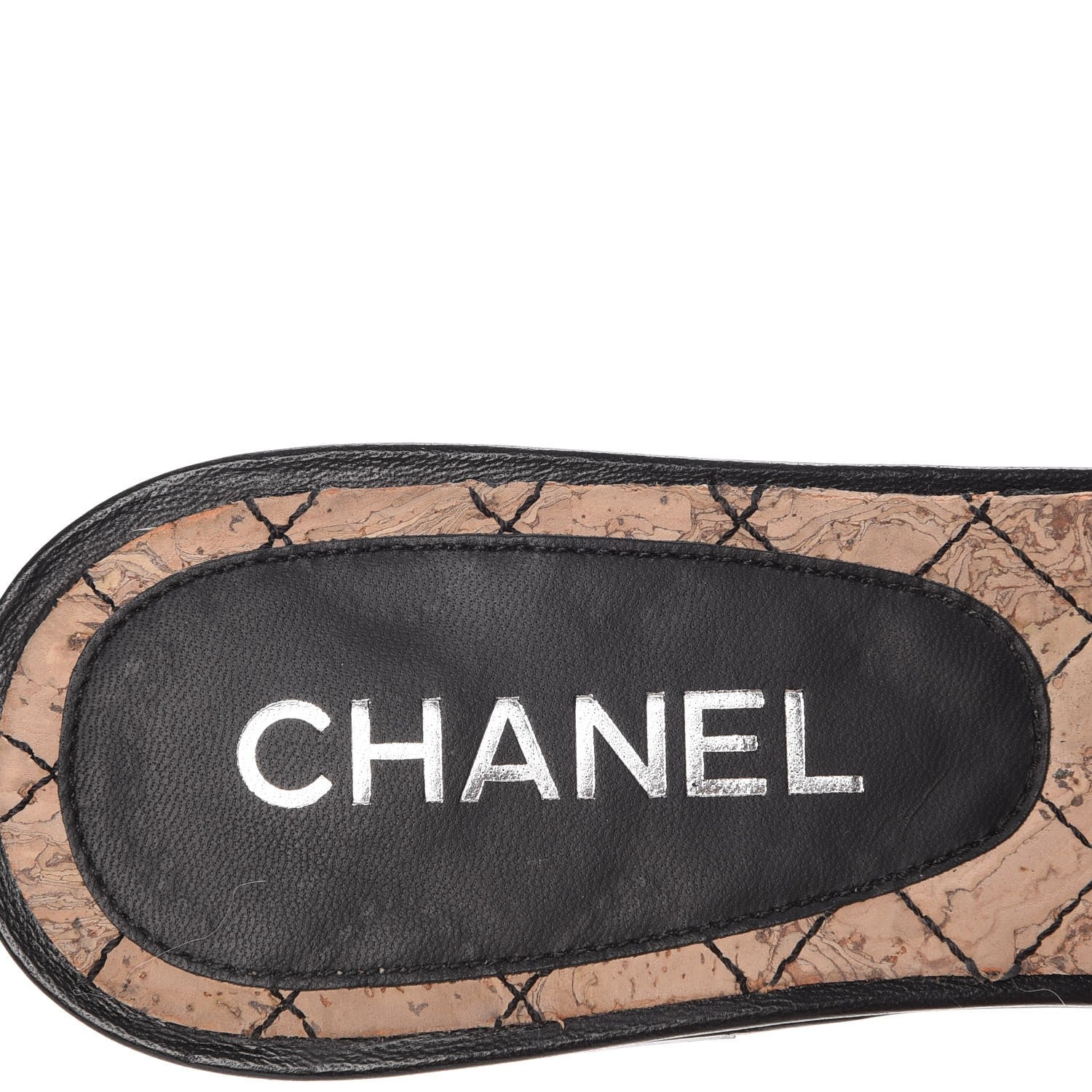 Chanel Calfskin Cork Camellia Sandals 40 Black 13 of 15