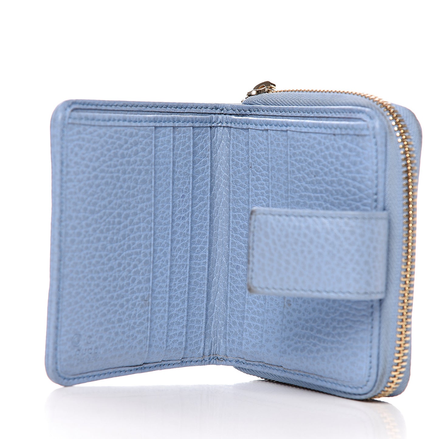 Monogram Dollar Calfskin Zip Around French Flap Wallet Beige Ebony Mineral Blue