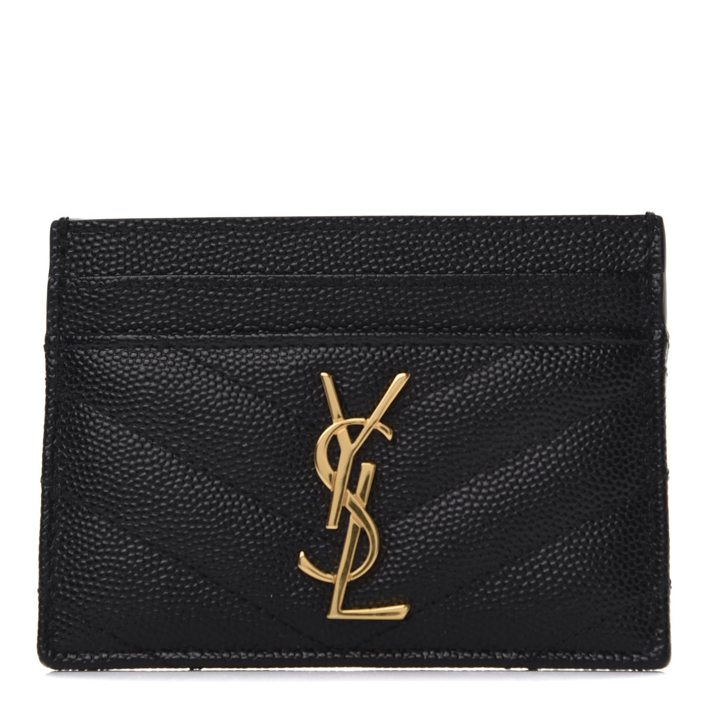 Grain De Poudre Matelasse Chevron Monogram Credit Card Case Black
