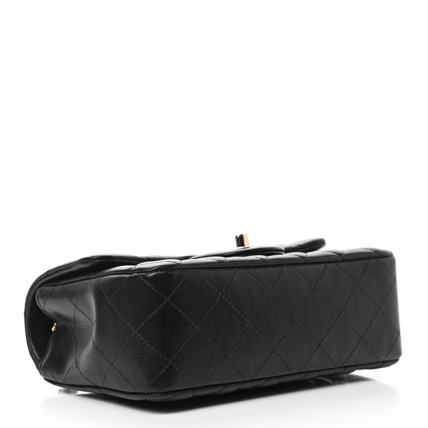 Lambskin Quilted Mini Rectangular Flap Black