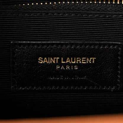 Saint Laurent Smooth Calfskin Matelasse Chevron Large Monogram Satchel Brown 9 of 12