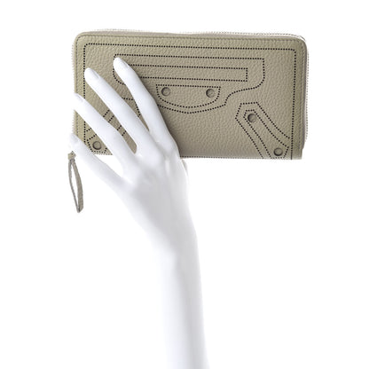 Balenciaga Veau Grana Perforated Blackout Hardware Continental Zip Around Wallet Gris Cendre 2 of 9