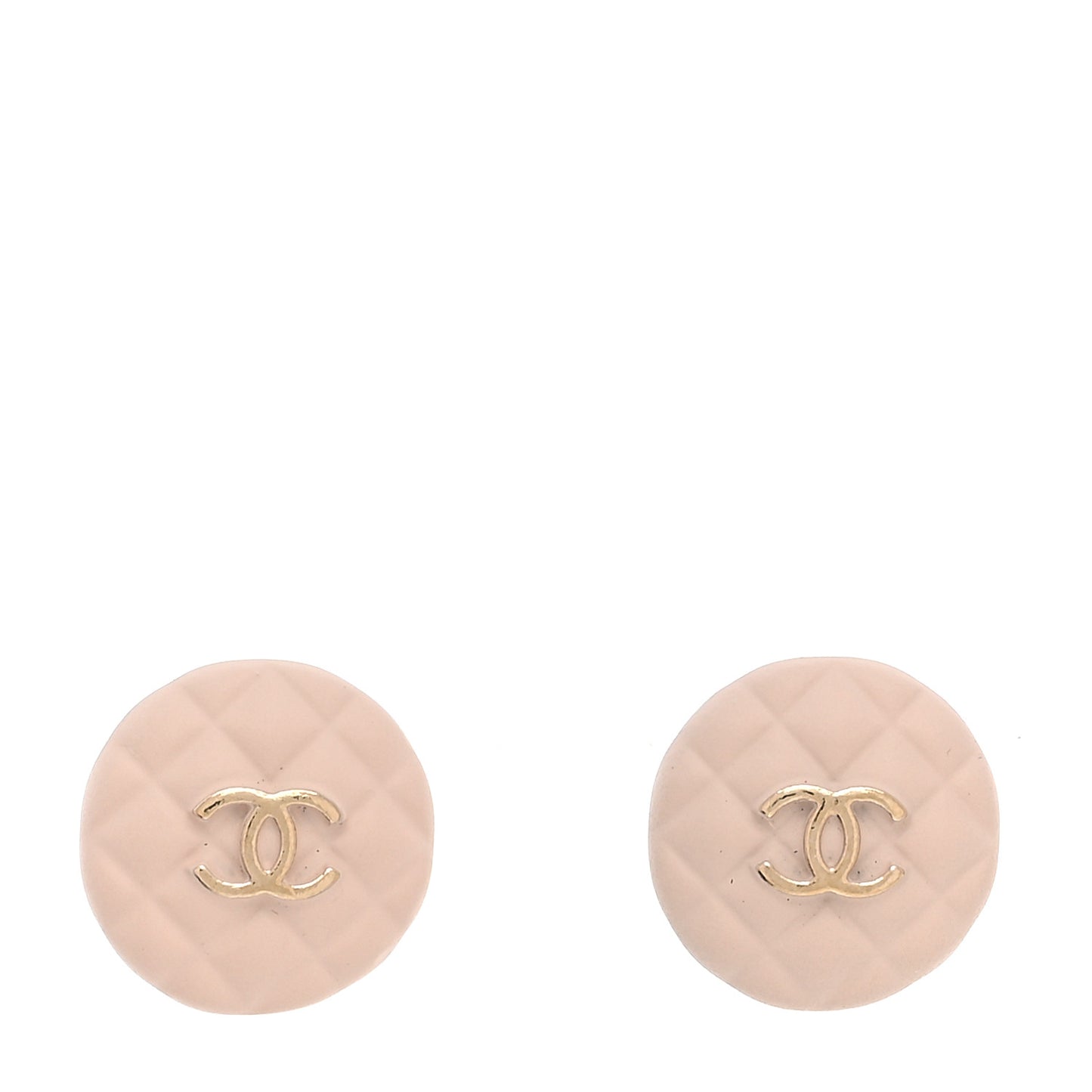 Enamel Quilted CC Earrings Pink Gold