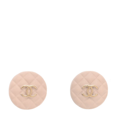 Chanel Enamel Quilted CC Earrings Pink Gold 1 of 5