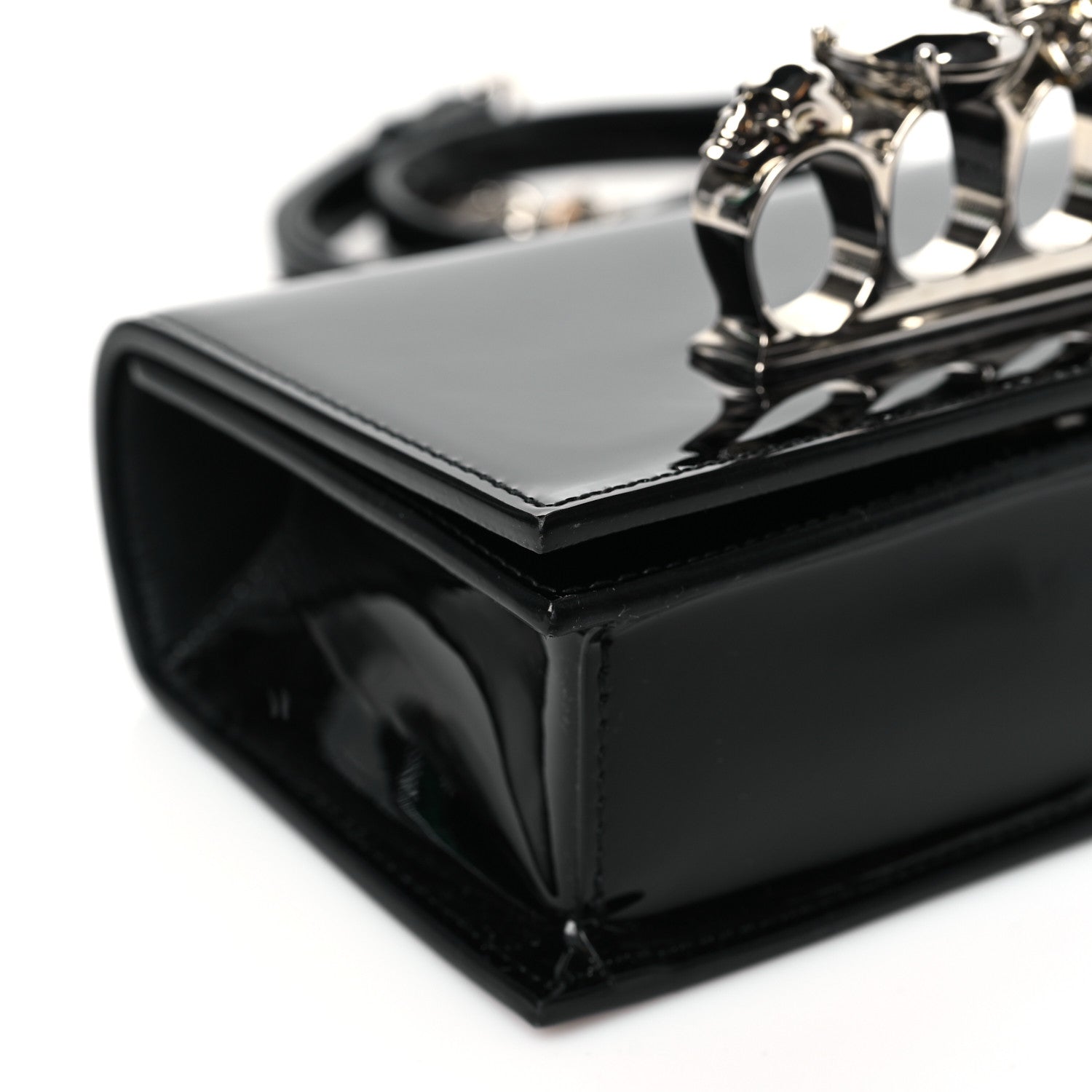 Alexander McQueen Patent Jeweled Satchel Black 8 of 9