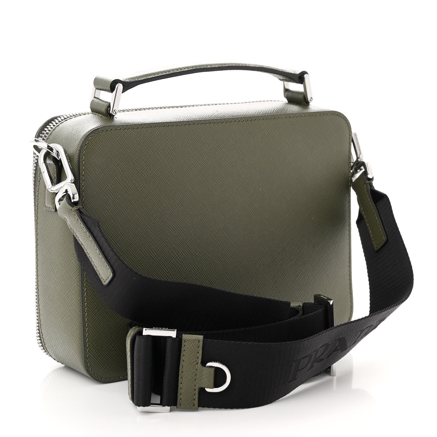 Prada Saffiano Travel Medium Brique Crossbody Bag Loden 2 of 9