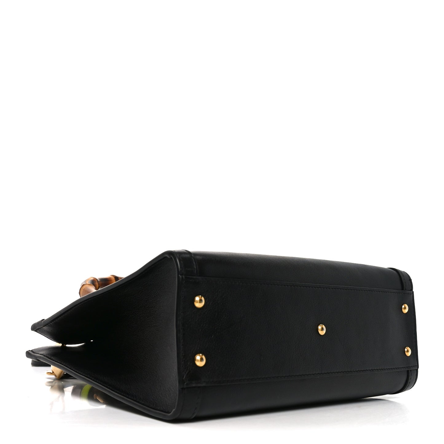 Calfskin Small Diana Tote Bag Black Yellow Fluo