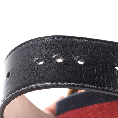 Gucci Nylon Calfskin Double G Web 40mm Belt 85 34 Blue Red Black 7 of 9