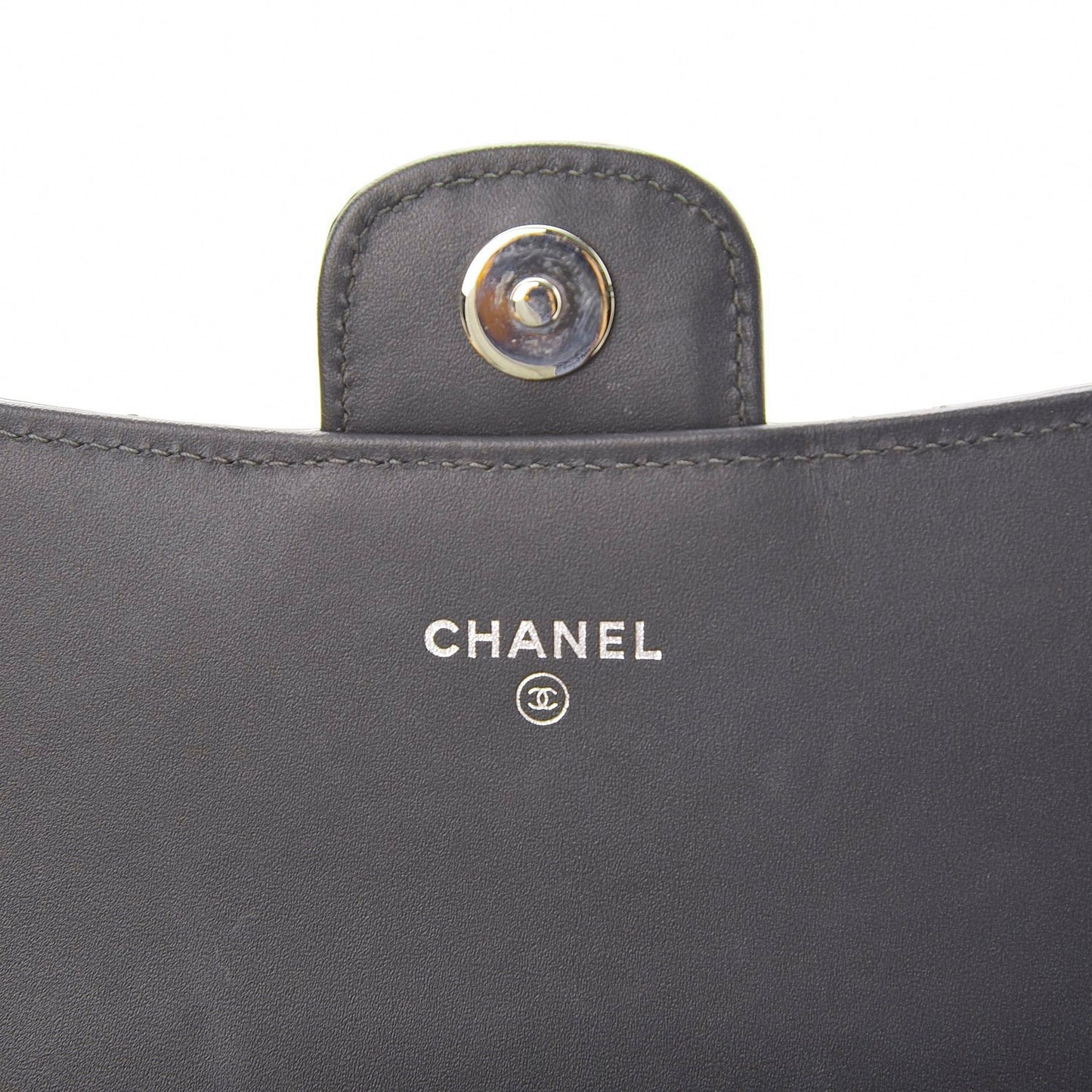 Patent Quilted Wallet On Removable Chain Dark Grey