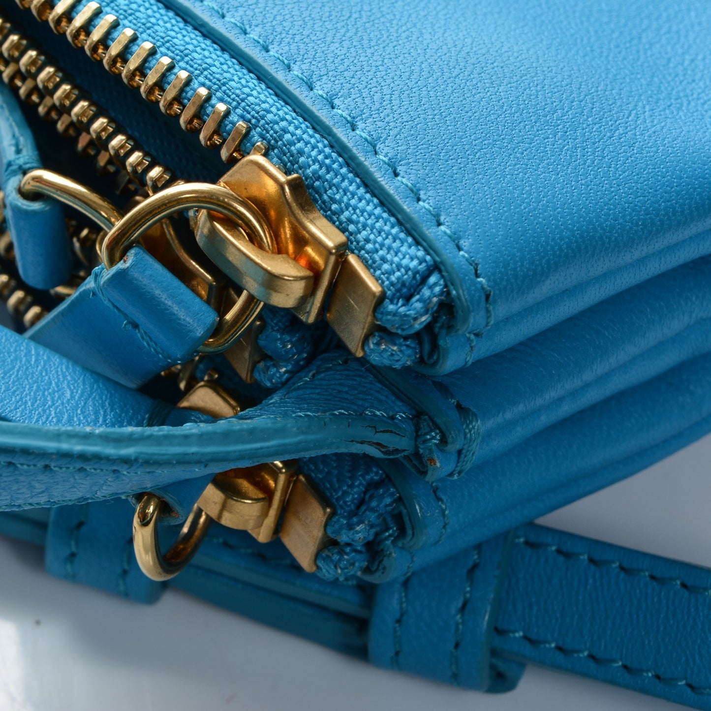 Lambskin Small Trio Crossbody Turquoise