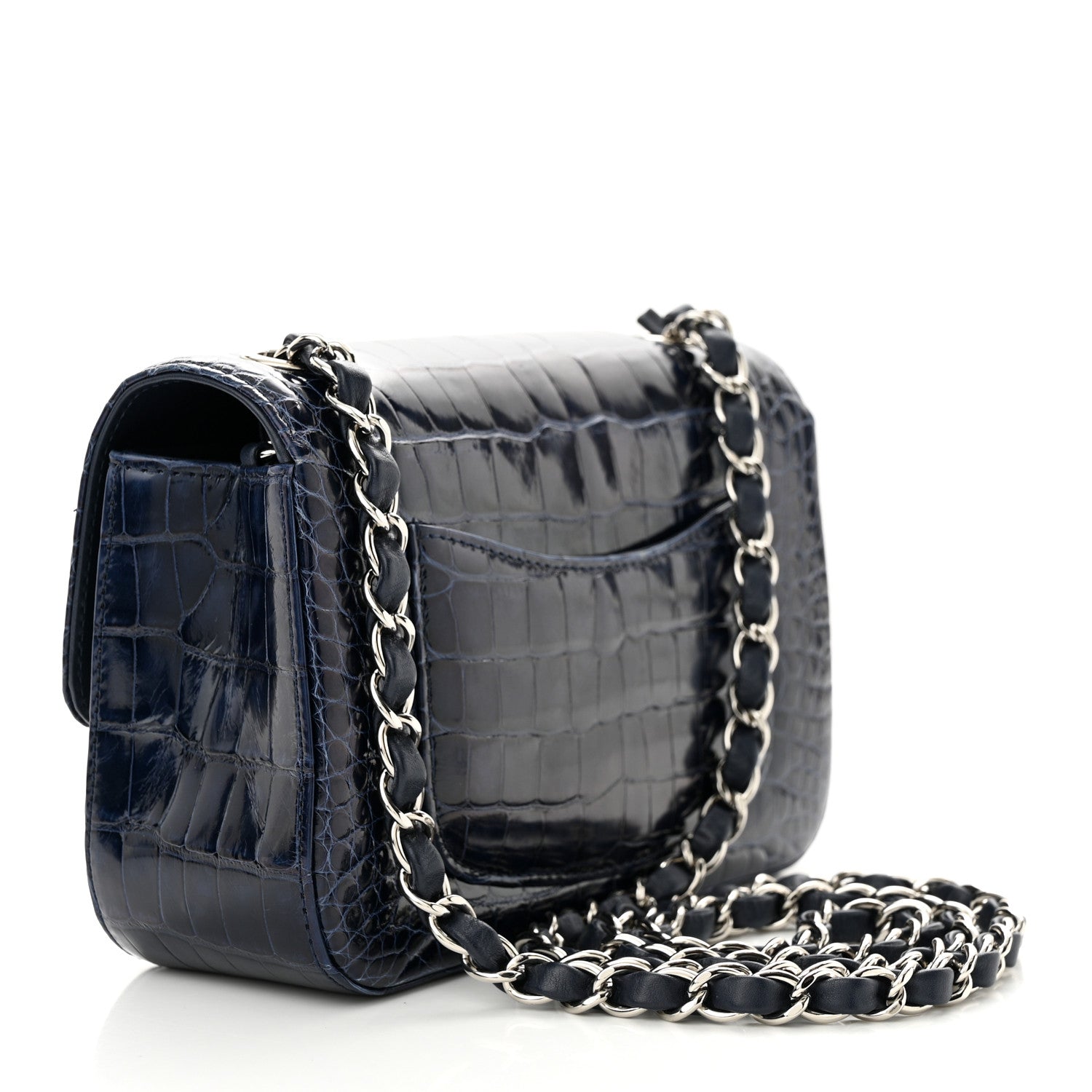 Chanel Shiny Alligator Mini Rectangular Flap Blue 3 of 10