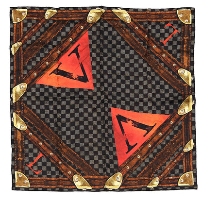 Louis Vuitton Silk Damier Ebene Time Trunk Square Scarf 1 of 5