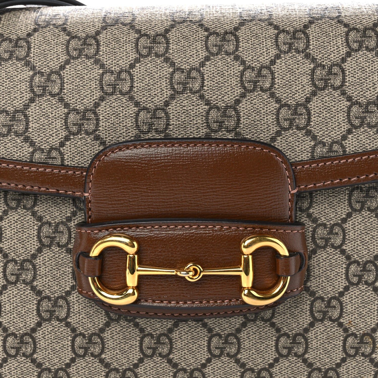 Gucci GG Supreme Monogram Horsebit 1955 Shoulder Bag Beige Brown Sugar 8 of 10