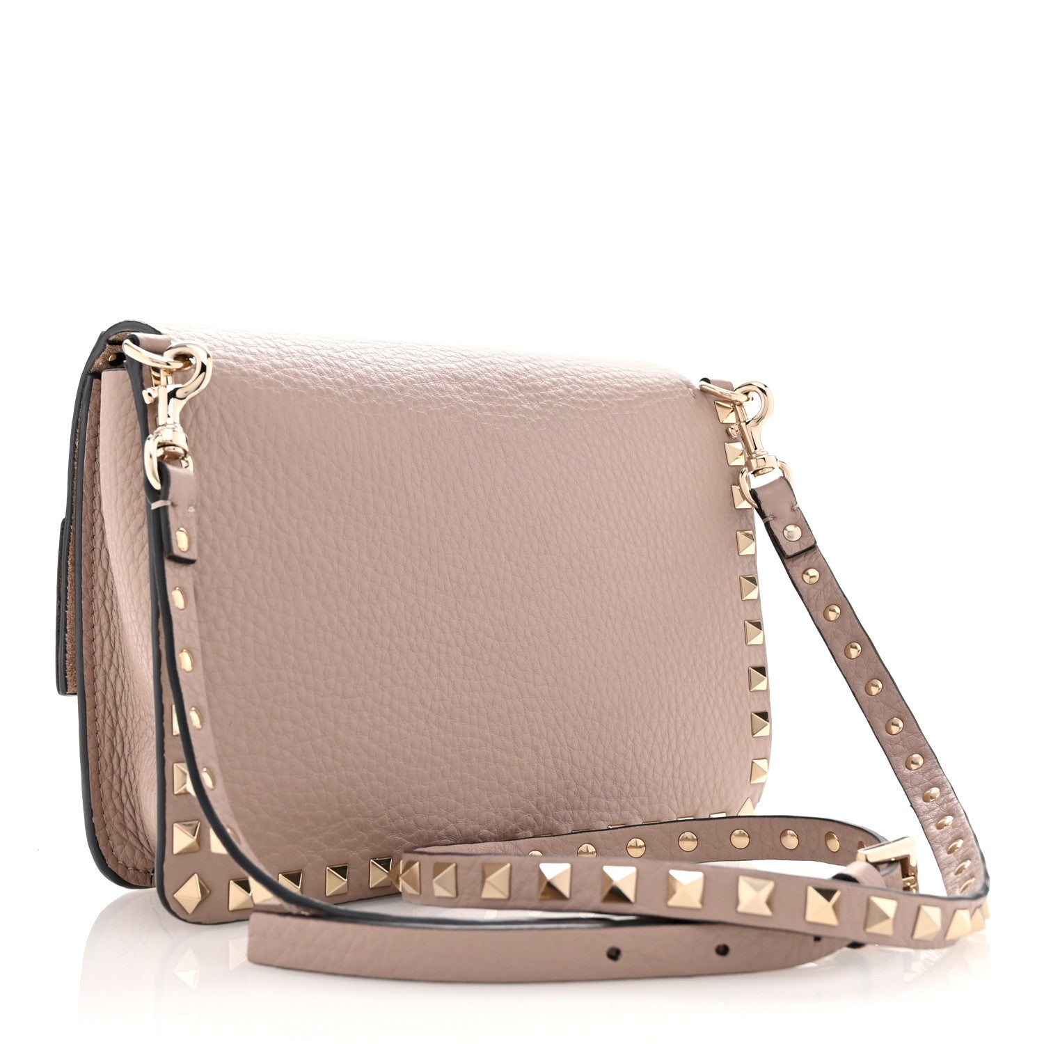 Valentino Garavani Pebbled Calfskin Rockstud Side Slip Crossbody Poudre 3 of 10
