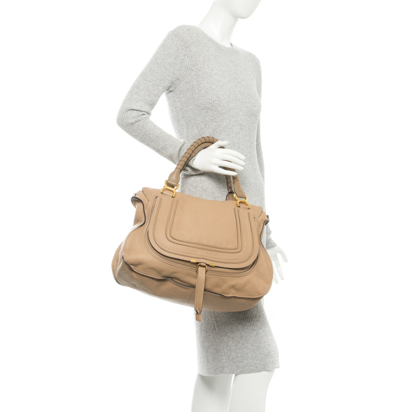 Calfskin Large Marcie Satchel Clay
